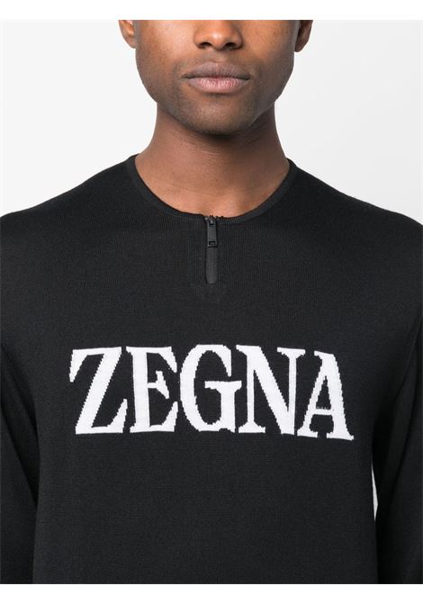 Maglione con intarsio in nero - uomo ZEGNA | UBY10A5BCT111K09