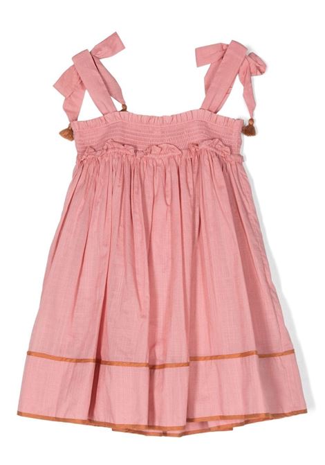 Pink clover bow-detail smocked dress  - girl  ZIMMERMANN kids | 3088DCLOPIN