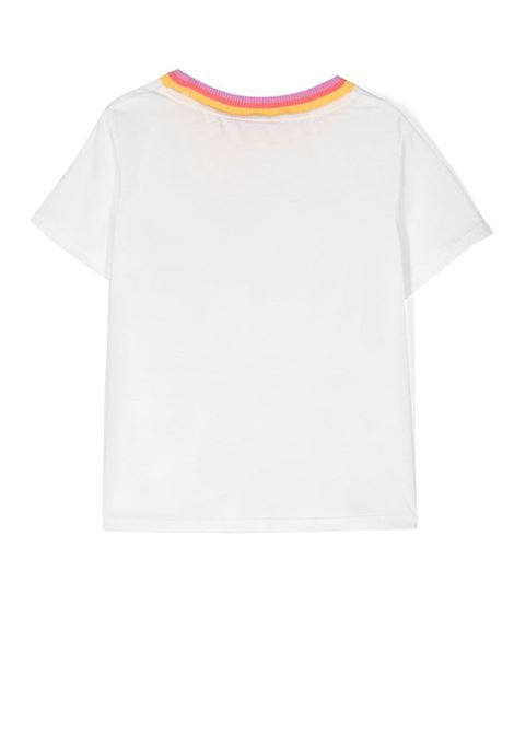 White and multicolour logo-print contrast-collar T-shirt  - girl  ZIMMERMANN kids | 5247TTIGIVO