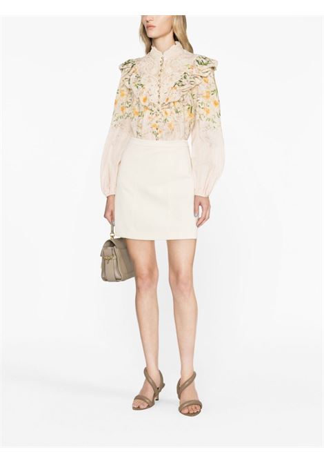 Blusa con stampa floreale coaster battenburg in beige - donna ZIMMERMANN | 6773TCOABLHGF