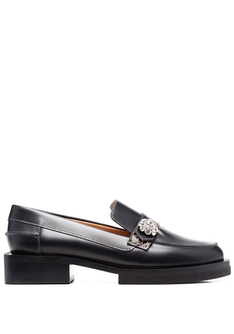 Black crystal-button loafers - women GANNI | S1914099