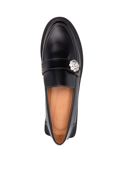 Black crystal-button loafers - women GANNI | S1914099