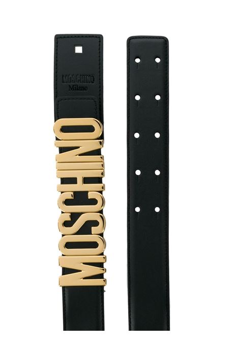 Black logo-lettering adjustable belt - women  MOSCHINO | A800780010555