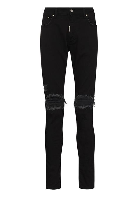 Black ripped-detailing skinny jeans - men  REPRESENT | M0704401