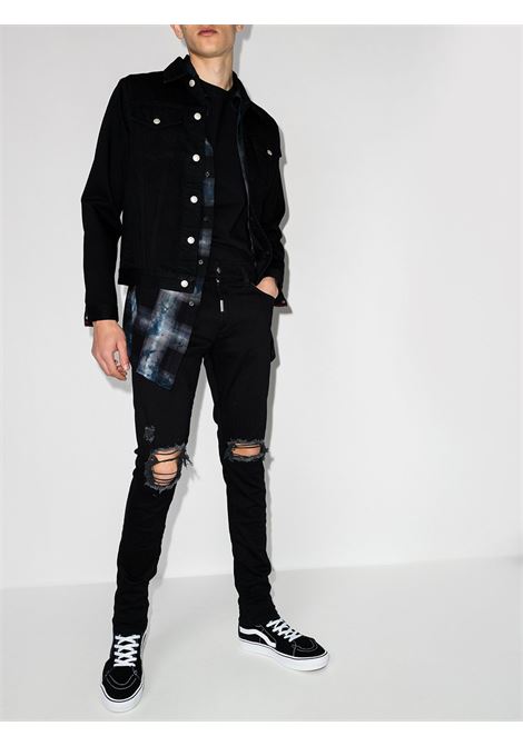 Black ripped-detailing skinny jeans - men  REPRESENT | M0704401