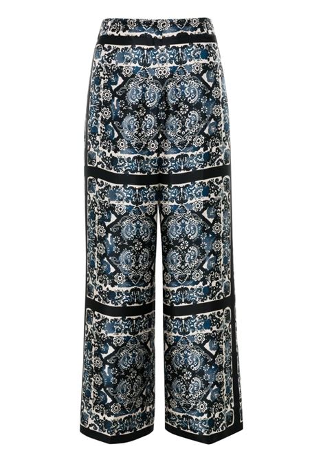 Blue medallion-print trousers - women S MAXMARA | 2419131203600001