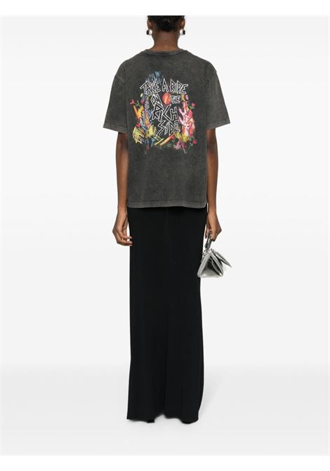 T-shirt con stampa grafica decorata con cristalli in grigio - donna ALESSANDRA RICH | FABX3622F42721739