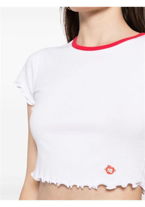 T-shirt crop con logo mela in bianco - donna ALEXANDER WANG | 4CC1241429100