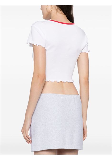 T-shirt crop con logo mela in bianco - donna ALEXANDER WANG | 4CC1241429100