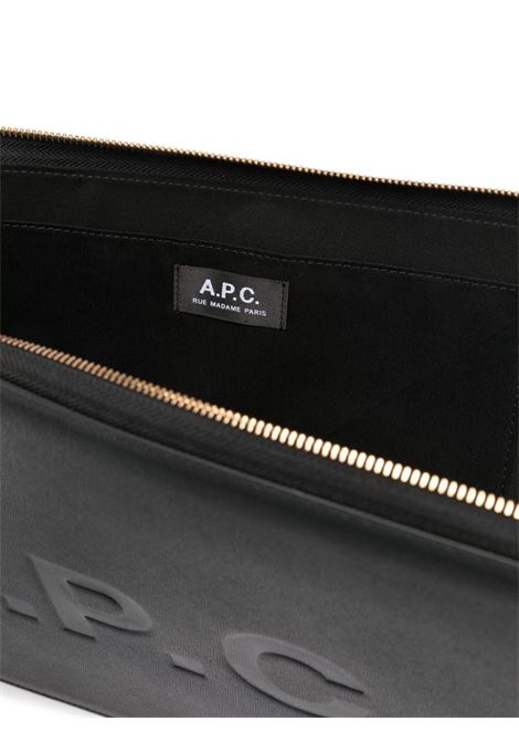Black logo-print clutch bag ? women  A.P.C. | PUABLM63565LZZ