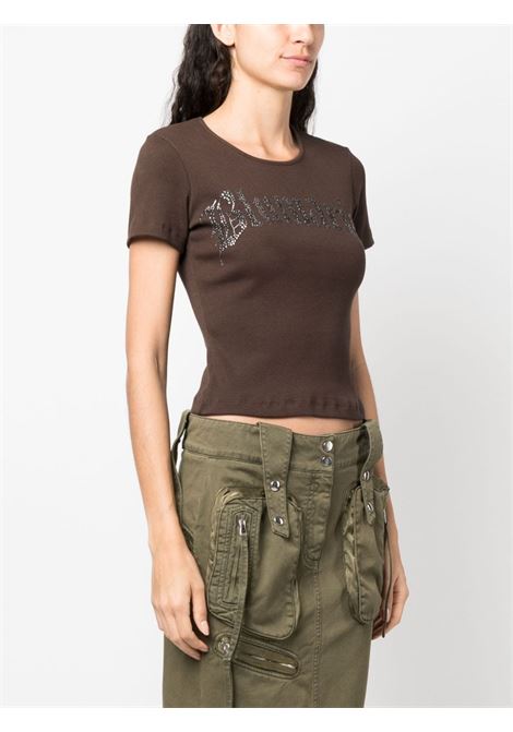T-shirt con strass in marrone - donna BLUMARINE | 2T048AN0541
