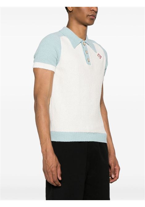 White/Blue boucl? polo shirt ? men  CASABLANCA | MPS24KW28901WHTBL