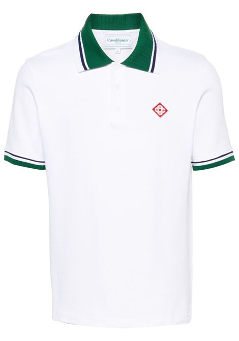 Polo con logo inbianco e verde - uomo CASABLANCA | MS24JTP24201WHT