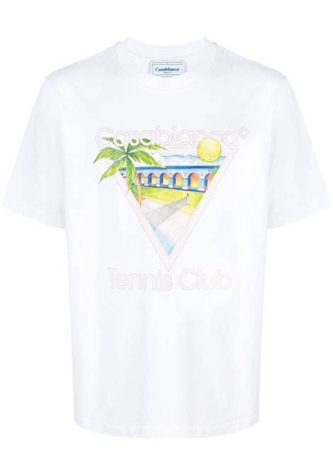 T-shirt in jersey Tennis Club Icon in bianco - uomo CASABLANCA | UMPS24JTS00101WHT