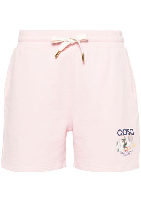 Shorts con stampa del logo in rosa - donna