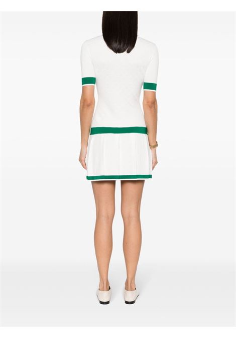 Abito mini in maglia plissettata in bianco/verde - donna CASABLANCA | WPS24KW59601WHTGRN