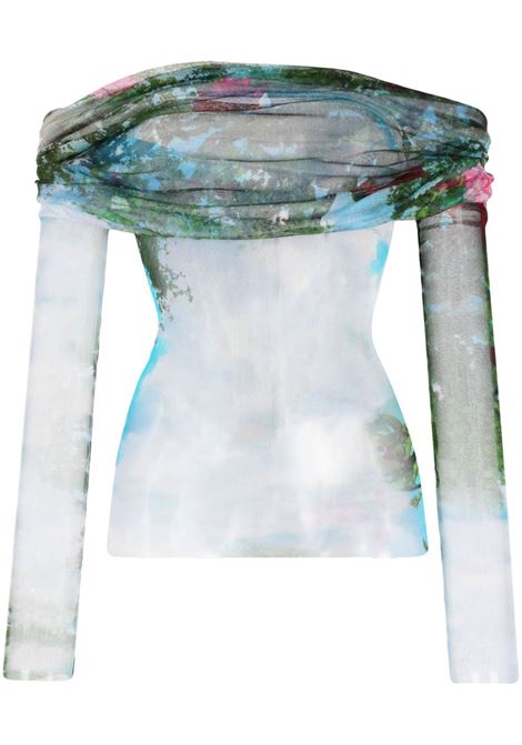 Top Lucid Veiled con stampa Garden in blu e multicolore - donna CHRISTOPHER ESBER | Top | 23041453MLT