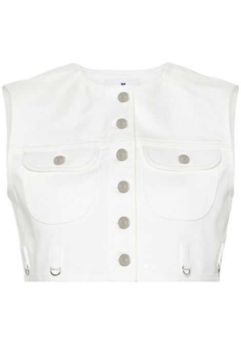 White cropped denim vest ? women  COURRÈGES | 124DBL153DE00220001