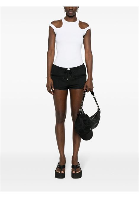 Shorts con applicazione logo in nero - donna COURRÈGES | 124JSH034JS00919999