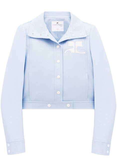 Light Blue logo-patch press-stud jacket ? women COURRÈGES | PERCBL005VY00147005