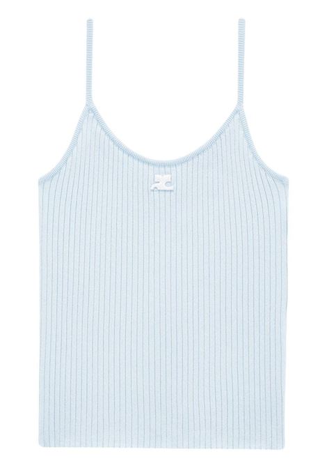 Light Blue rib-knit tank-top ? women  COURRÈGES | PERMDE012FI00017005