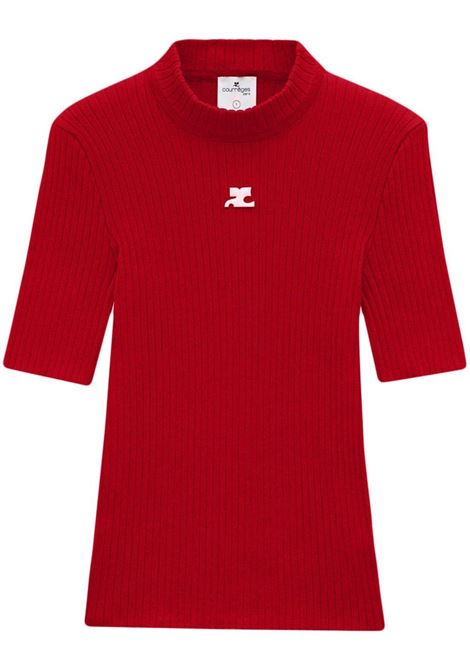Red Reedition knitted top ? women  COURRÈGES | PERMPU026FI00014034
