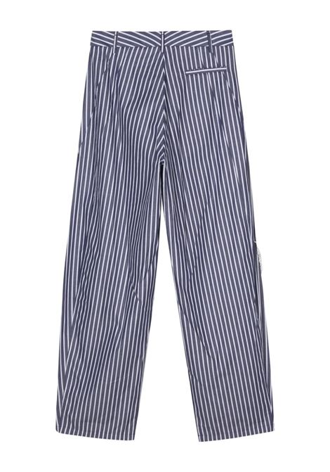 Blue and white striped wide-leg trousers - women DARKPARK | WTR36SFAC235501