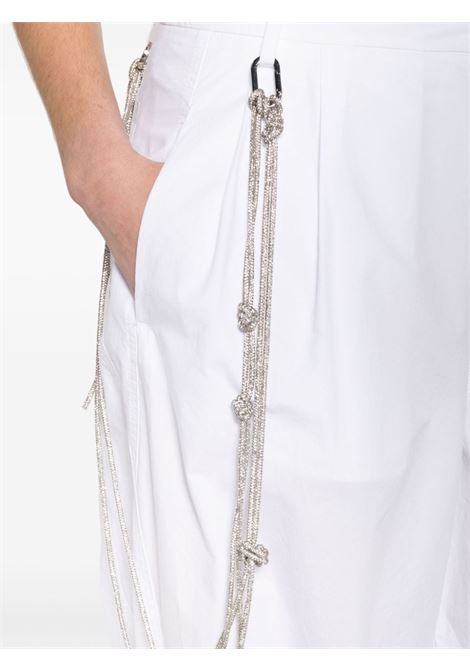 Pantaloni a gamba larga con catena di cristalli in bianco - donna DARKPARK | WTR36SFAP100001