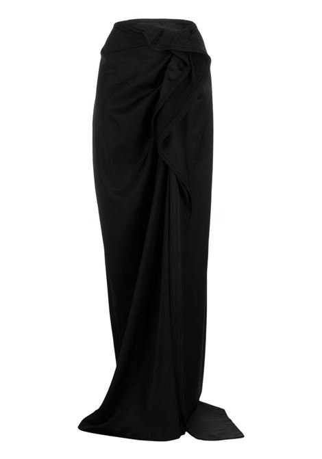Black draped satin-finish maxi skirt - women DRIES VAN NOTEN | 2410108018081900