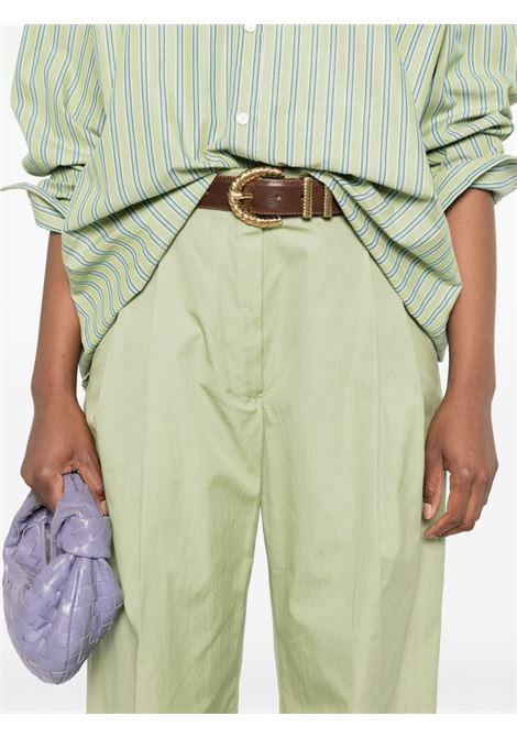 Light green Partan pleat-detail trousers Dries Van Noten - women DRIES VAN NOTEN | 2410109128255601
