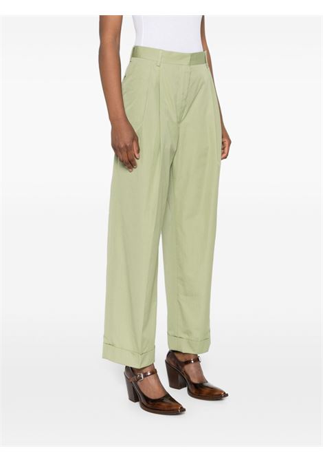 Light green Partan pleat-detail trousers Dries Van Noten - women DRIES VAN NOTEN | 2410109128255601