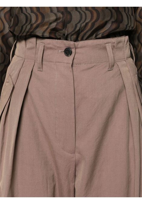 Brown pleat-detail cargo trousers - women DRIES VAN NOTEN | 2410109198023306