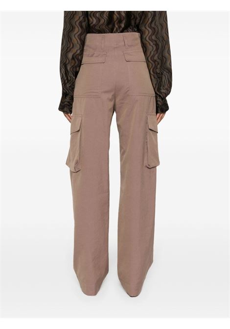 Brown pleat-detail cargo trousers - women DRIES VAN NOTEN | 2410109198023306