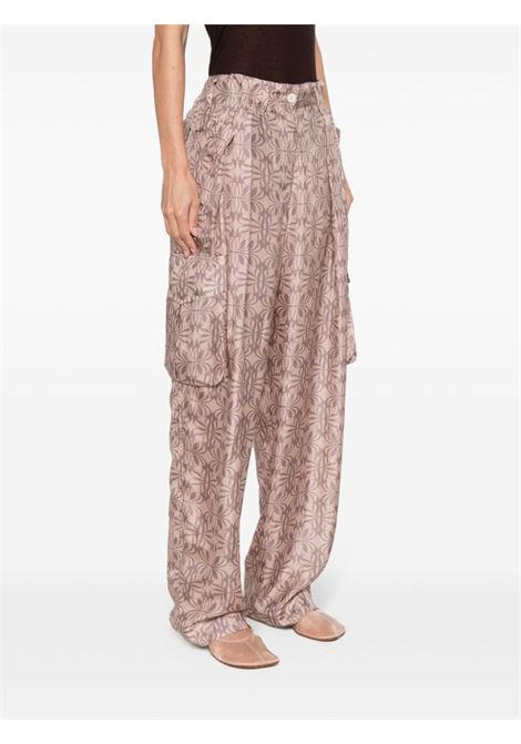 Pink abstract-print cargo trousers - women DRIES VAN NOTEN | 2410109198164300