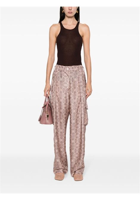 Pink abstract-print cargo trousers - women DRIES VAN NOTEN | 2410109198164300