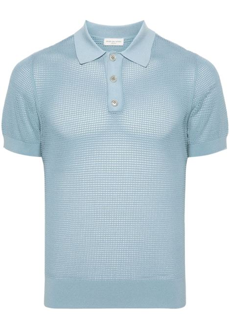 Light blue open-knit polo shirt - men DRIES VAN NOTEN | 2410212188702514