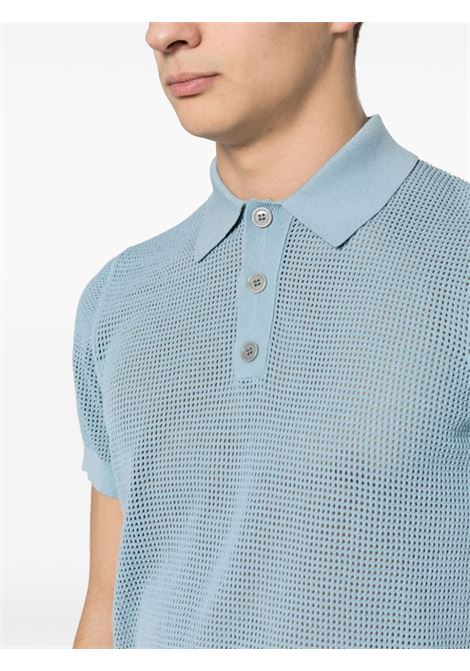 Light blue open-knit polo shirt - men DRIES VAN NOTEN | 2410212188702514