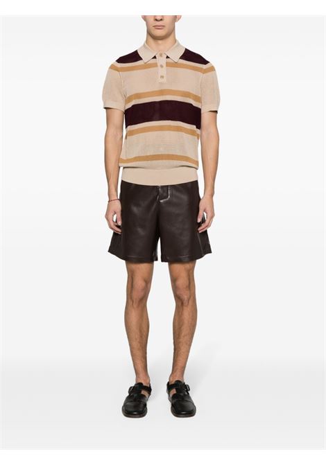Brown and beige open-knit polo shirt - men DRIES VAN NOTEN | 2410212318702103