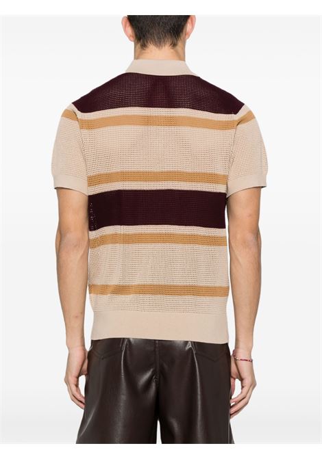 Brown and beige open-knit polo shirt - men DRIES VAN NOTEN | 2410212318702103