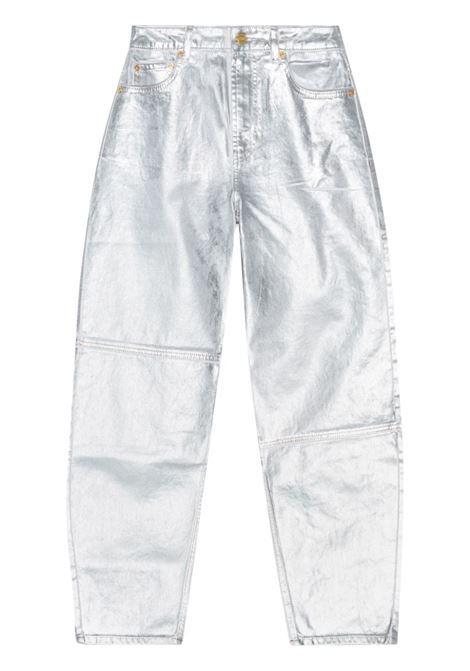 Jeans affusolati con finitura metallizzata in bianco - donna