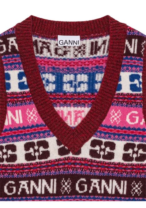 Gilet maglione con intarsio Fair Isle in multicolore - donna GANNI | K2121999