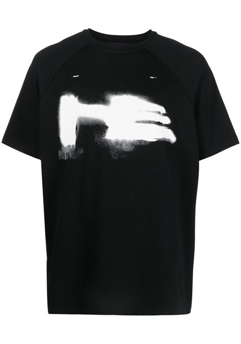T-shirt con stampa logo in nero - uomo