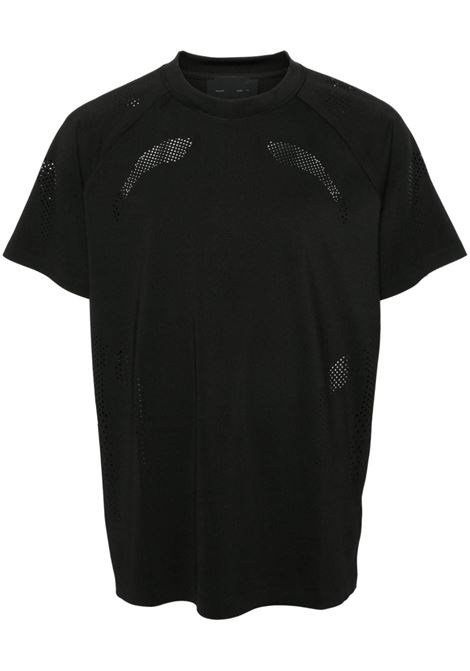 T-shirt a maniche corte con dettagli traforati in nero Heliot Emil - uomo HELIOT EMIL | SS24M09106BLK01