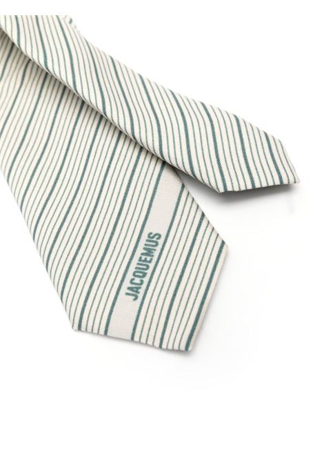 Cravatta La Cravate a righe in beige e verde - uomo JACQUEMUS | 245AC66215675BJ