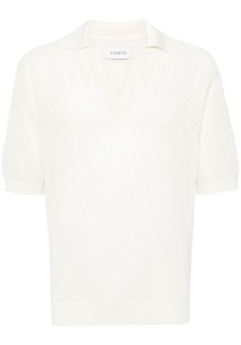 White mesh polo shirt - men LANEUS | S4LAMAKP087010