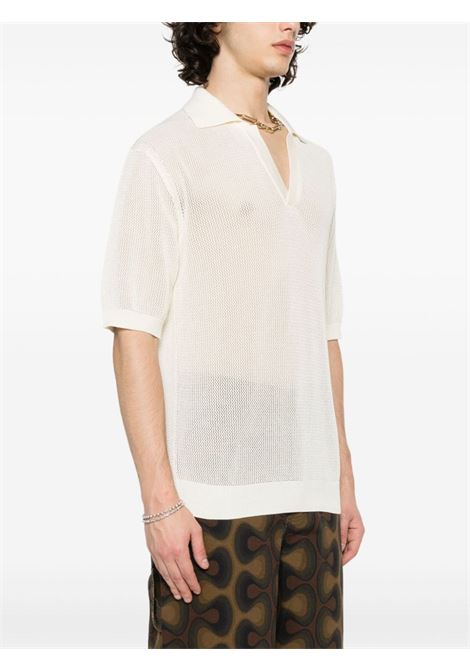 White mesh polo shirt - men LANEUS | S4LAMAKP087010