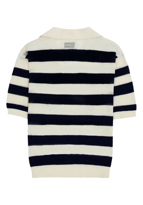 White and blue striped knitted polo shirt LANEUS - men LANEUS | S4LAMAKP090061