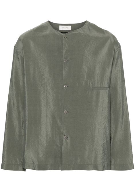 Grey collarless shirt  - men LEMAIRE | SH1065LF208BK949