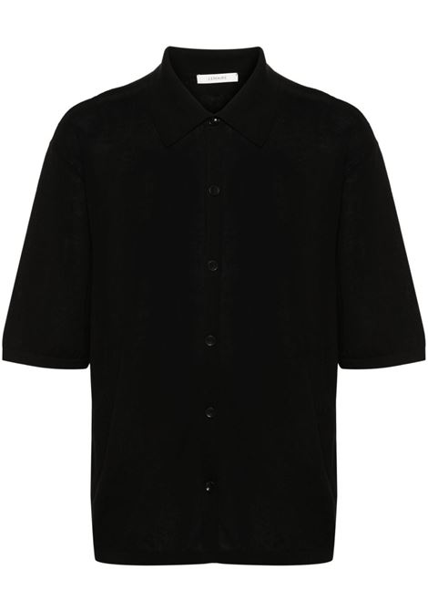 Black fine-knit polo shirt - men LEMAIRE | TO1225LK116BK999