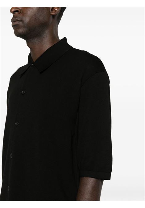 Black fine-knit polo shirt - men LEMAIRE | TO1225LK116BK999